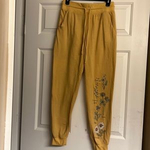 yellow womans sweatpants